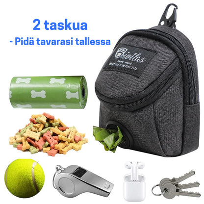 BRIVILAS -Vetoketjullinen herkkupussi. 2 taskua, kakkapussi- ja herkkutasku.