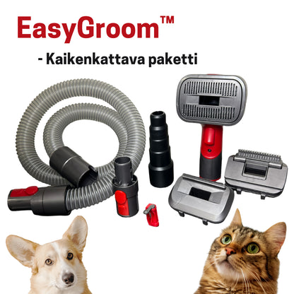 EasyGroom™ - 4 in 1 Imuriin sopiva Irtokarva- Ja Pohjavillaharjasetti, Sotkutonta Lemmikin Harjausta.